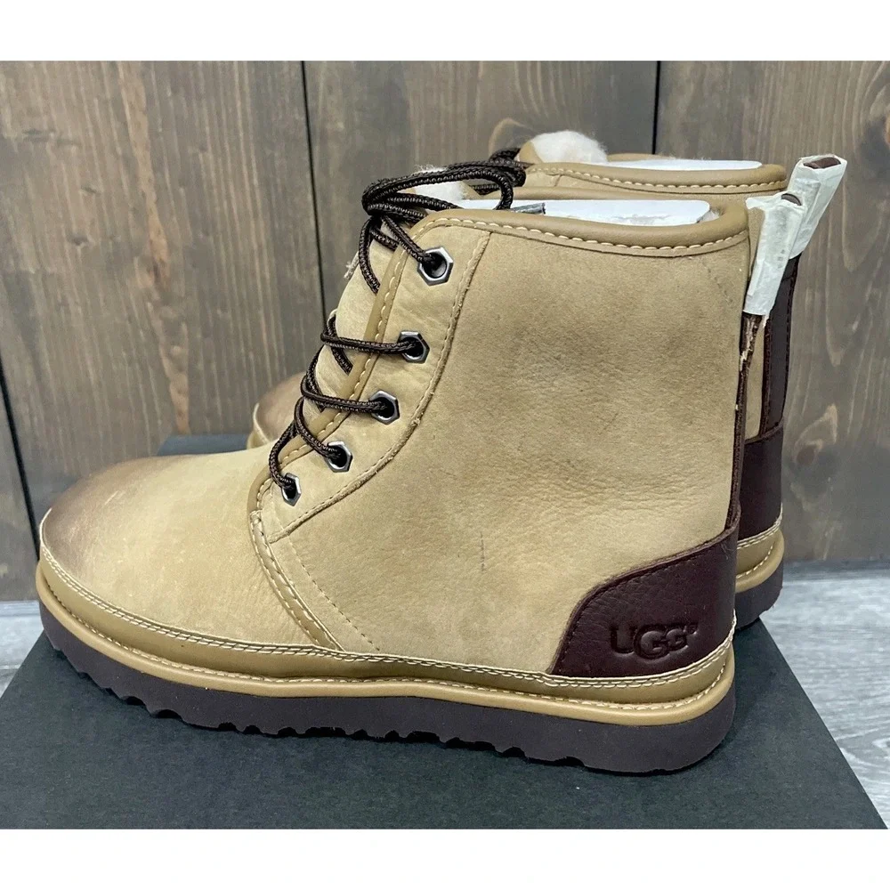 UGG Harkley Desert Sand Waterproof Leather Boots Shoes Men's Size 5/ Women's 6.5